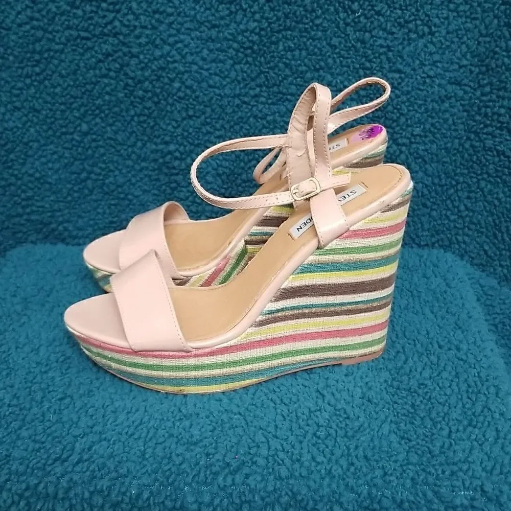 Steve Madden Tan Wedge Sandals Sz 8.5
